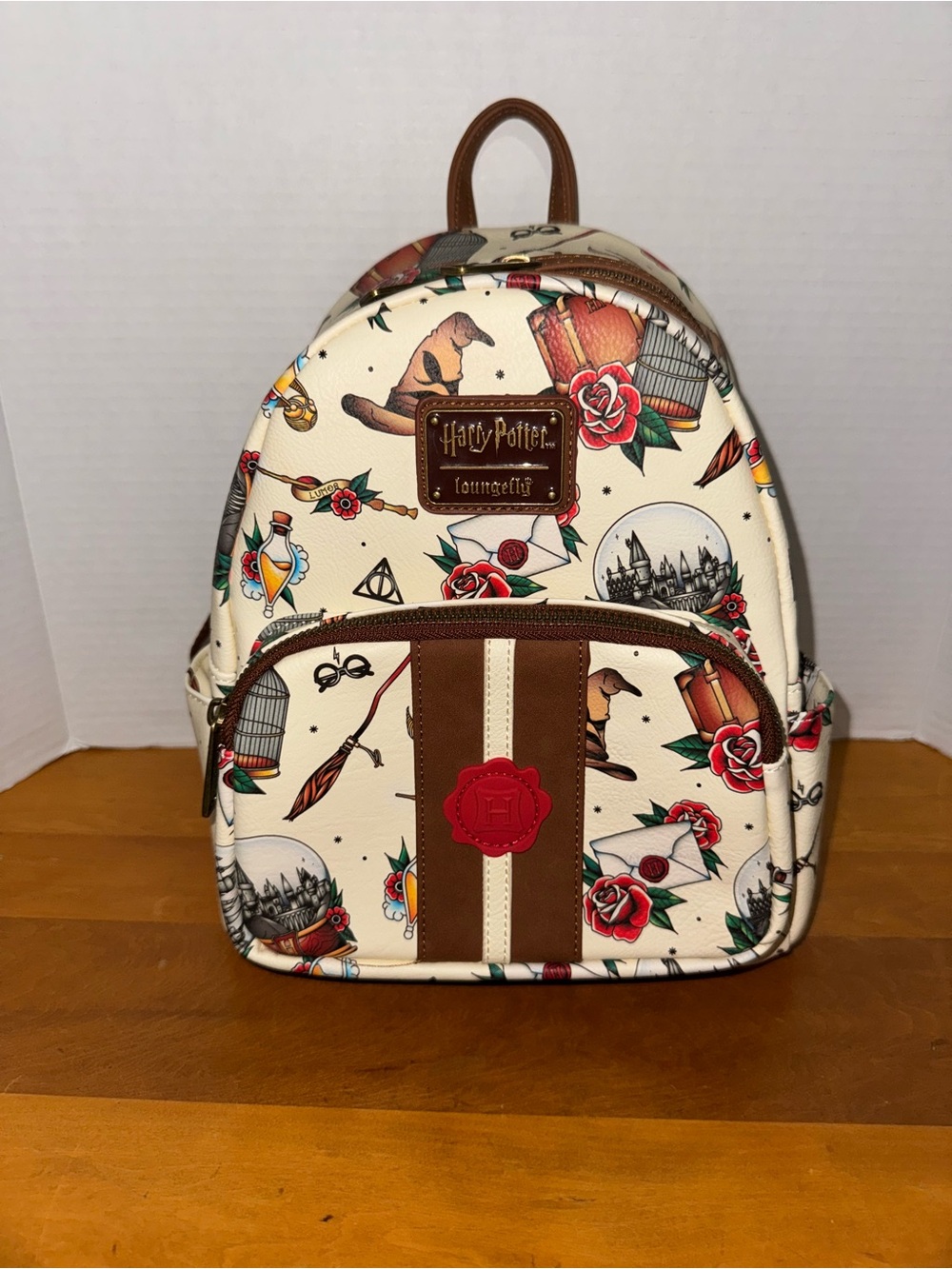 Loungefly Harry Potter Tattoo Art Cream Double Strap Shoulder Bag Purse